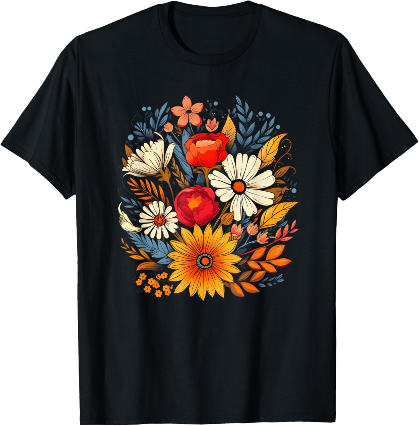 Floral Nature Flower Boho Wildflower Lover T-Shirt - T-Shirt | Black