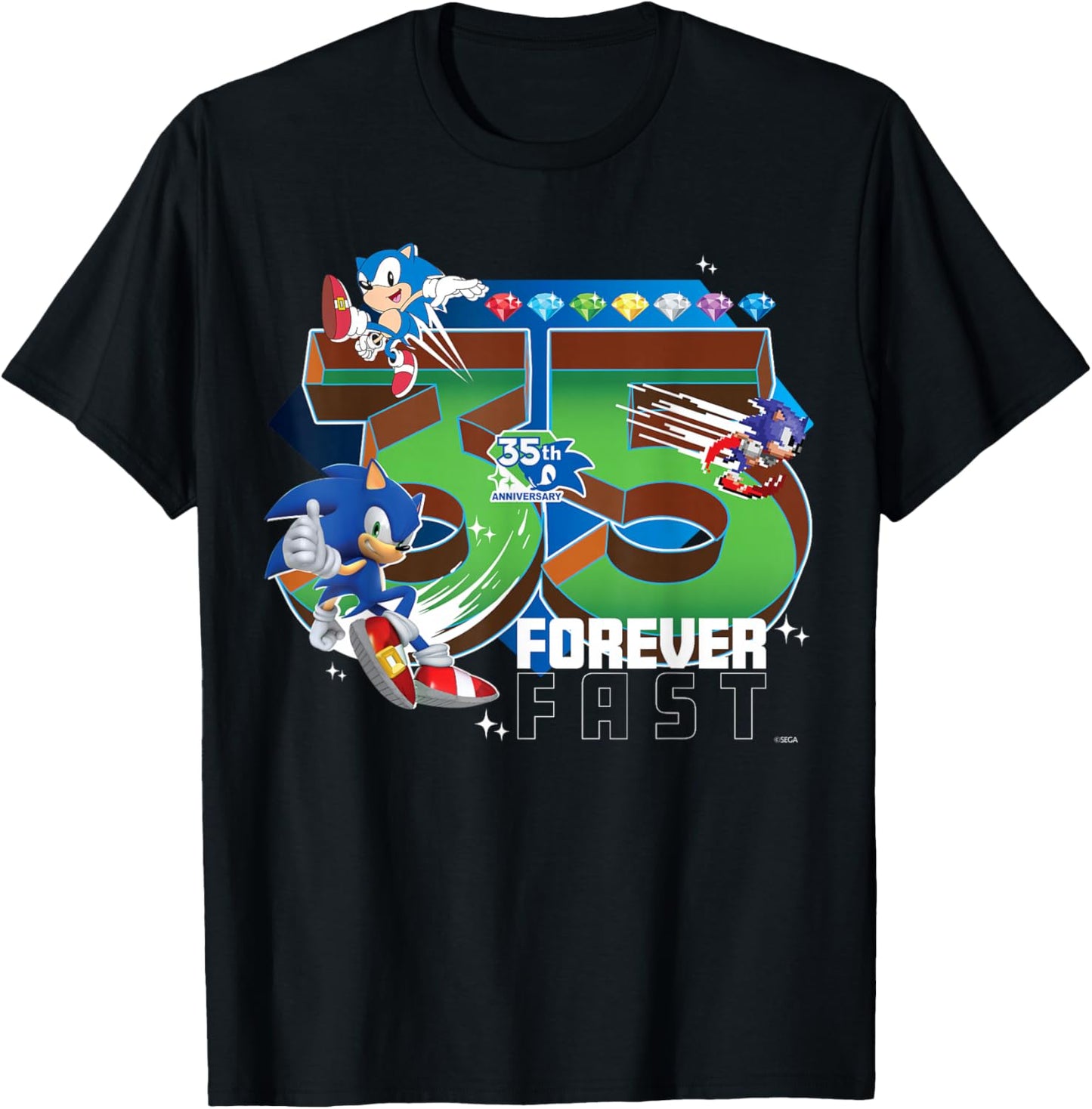 Sonic The Hedgehog 35th Anniversary Forever Fast Legacy T-Shirt - T-Shirt | Black