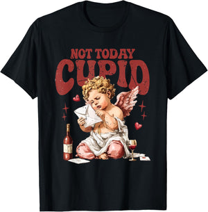 Retro Not Today Cupid Sarcastic Valentine XOXO Hearts Love T-Shirt - T-Shirt | Black