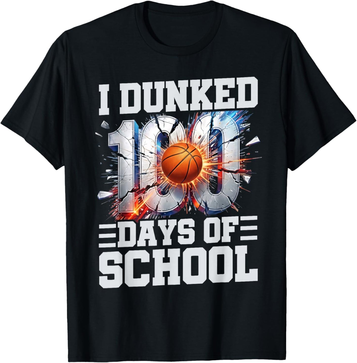 I Dunked 100 Days of School Basketball 100th Day of School T-Shirt - T-Shirt | Black