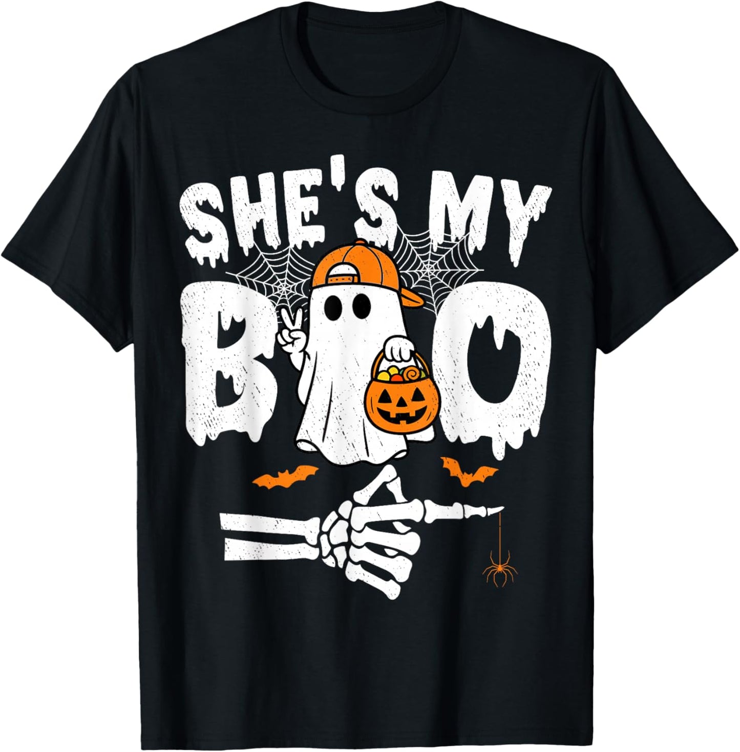 He's My Boo Matching Couple Halloween Couples She's My Boo T-Shirt - T-Shirt | Black
