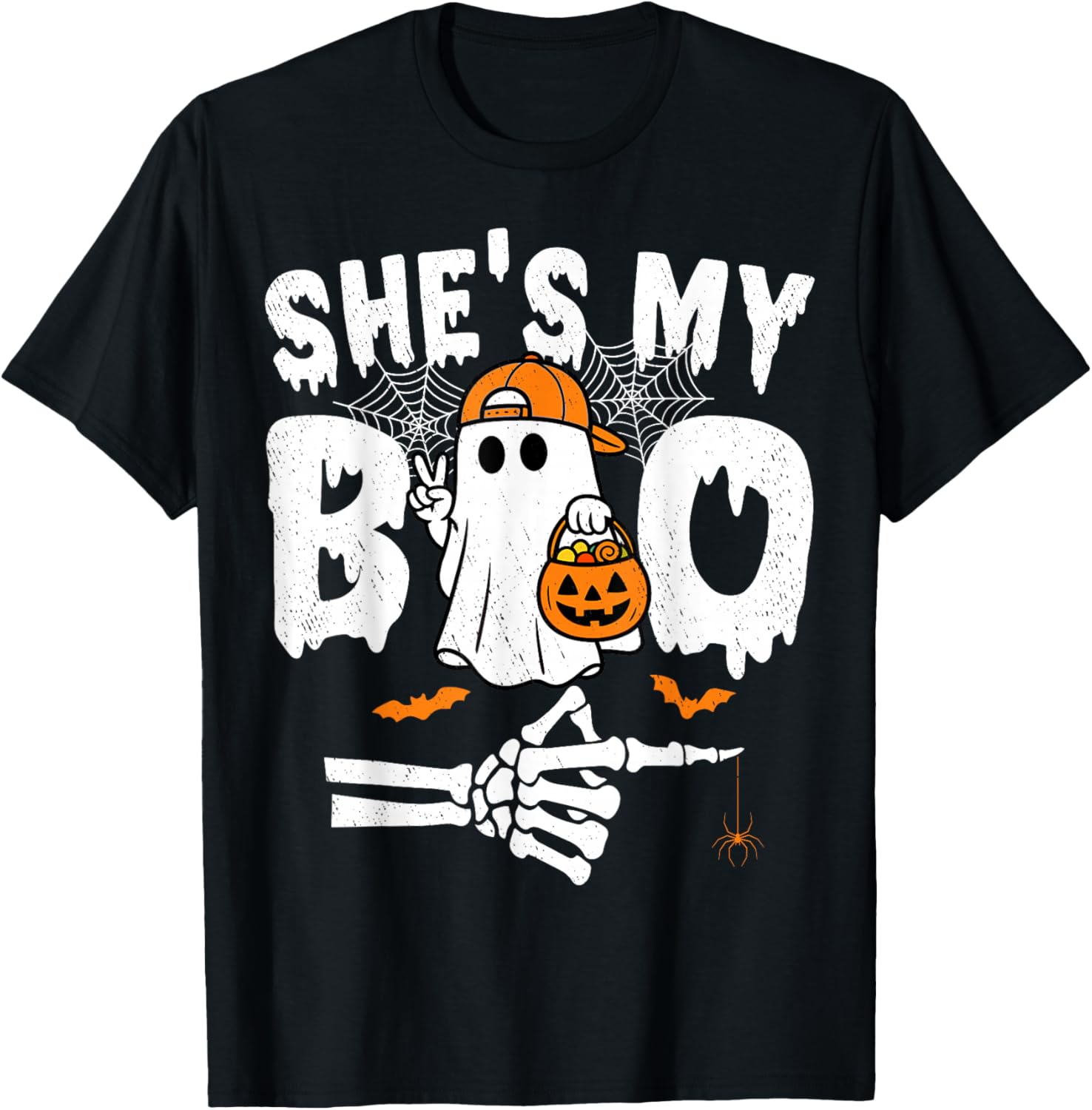 He's My Boo Matching Couple Halloween Couples She's My Boo T-Shirt - T-Shirt | Black