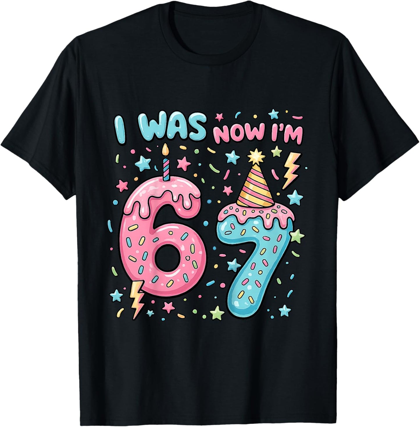 I was 6 Now Im 7 Birthday Shirt Dripping Style 7th Birthday T-Shirt - T-Shirt | Black