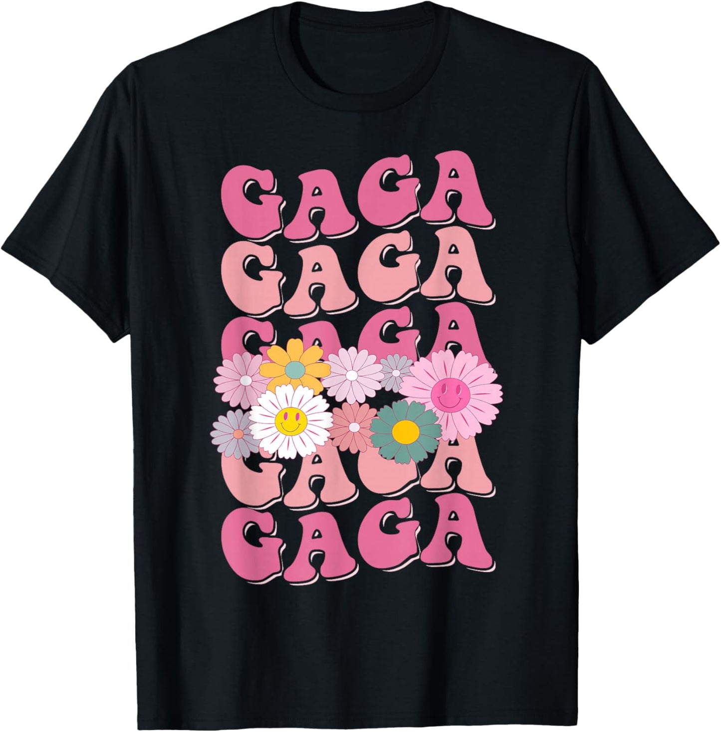Girl Retro GAGA First Name Personalized Groovy 80's T-Shirt - T-Shirt | Black