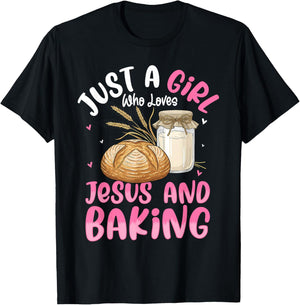 Just A Girl Who Loves Jesus and Baking Chef Baker Toddler T-Shirt - T-Shirt | Black