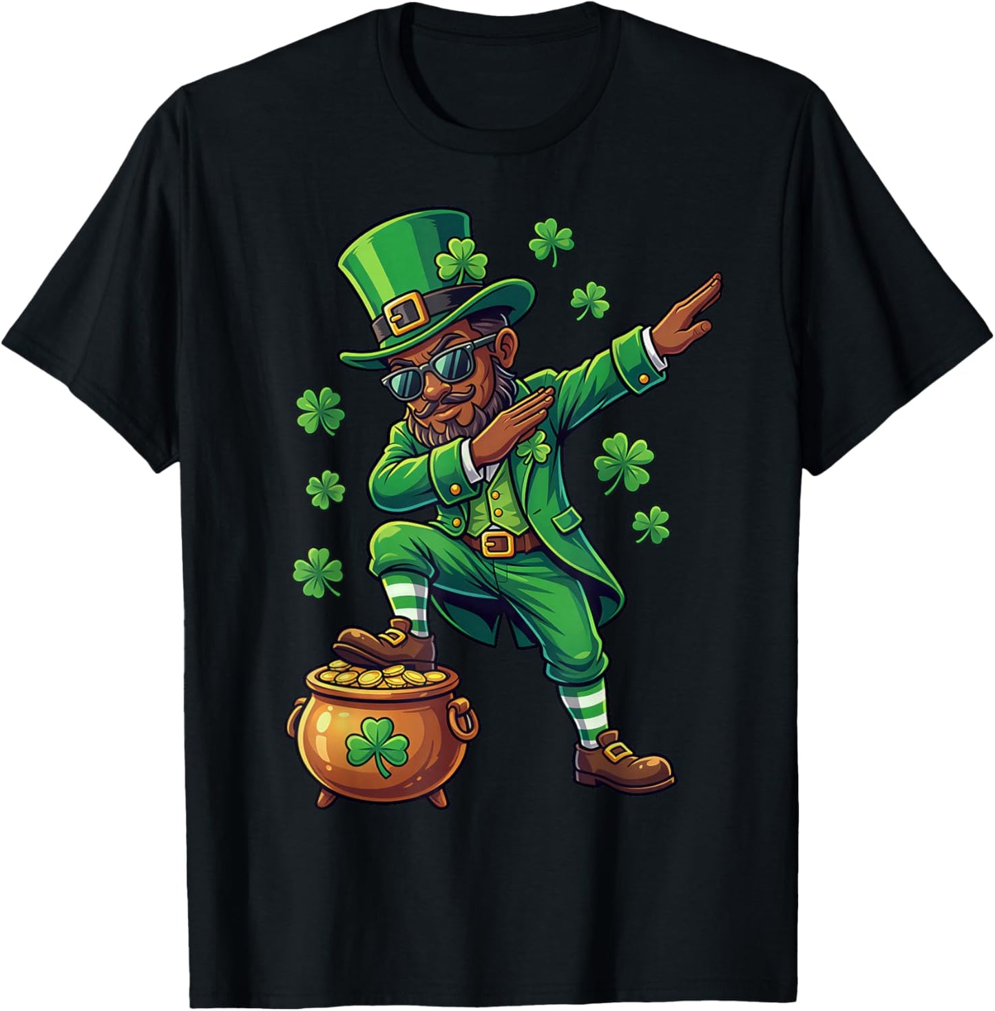 St Patricks Day Dabbing Leprechaun Boys Girls Men Dab T-Shirt - T-Shirt | Black