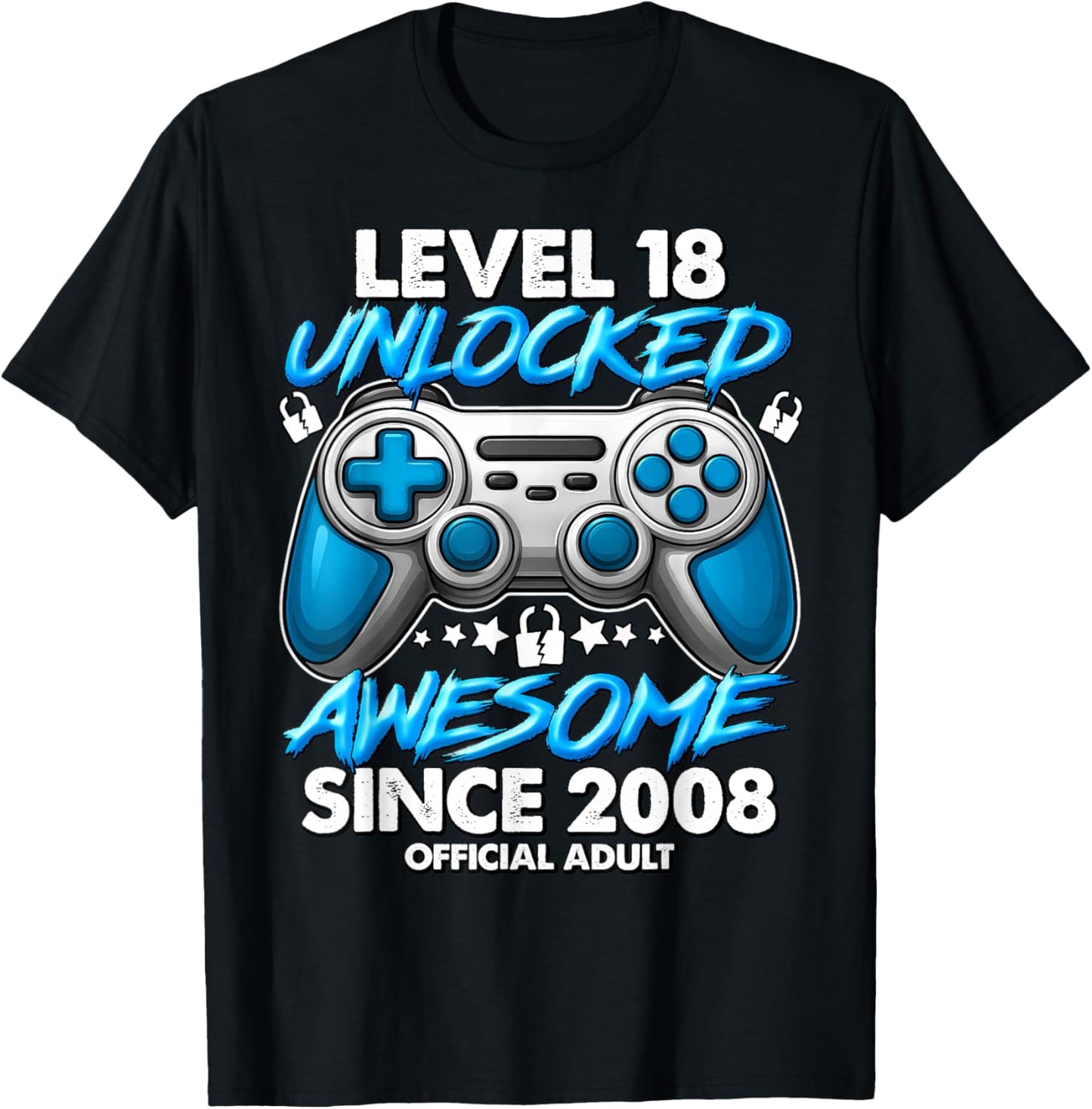 Official Adult Level 18 Unlocked Boys 18th Birthday Boy T-Shirt - T-Shirt | Black