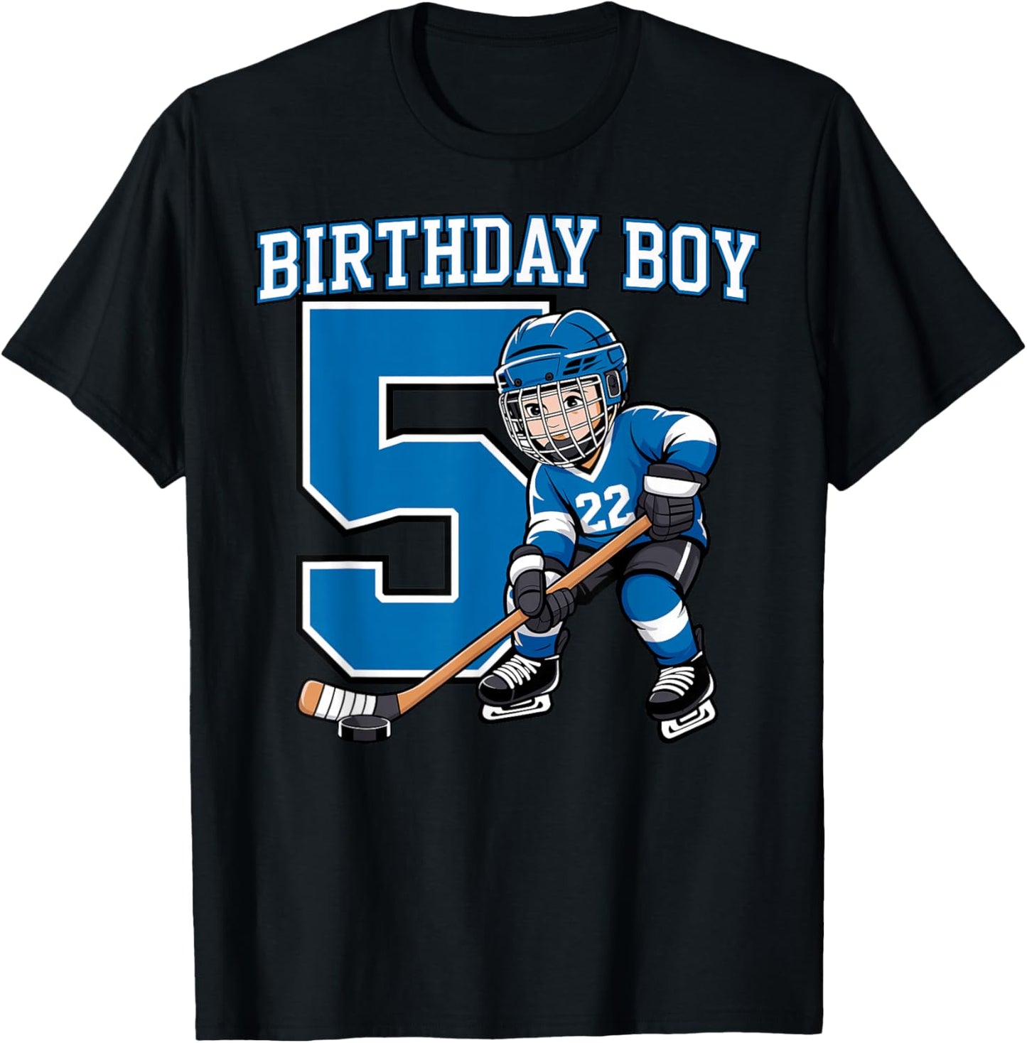 Ice Hockey 5 Years Birthday Boy 5th Bday Kids Hockey Party T-Shirt - T-Shirt | Black