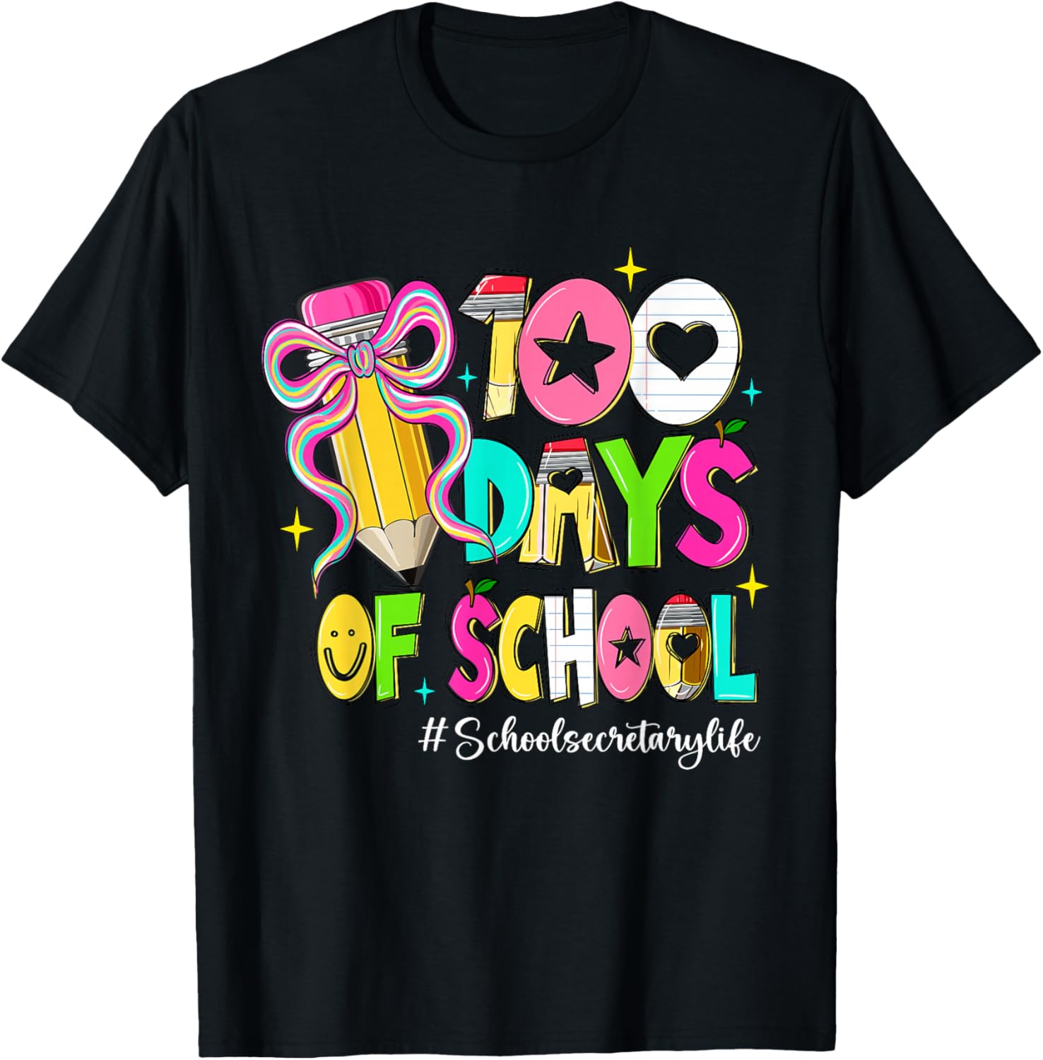 Bow Pencil Cute T-Shirt - T-Shirt | Black