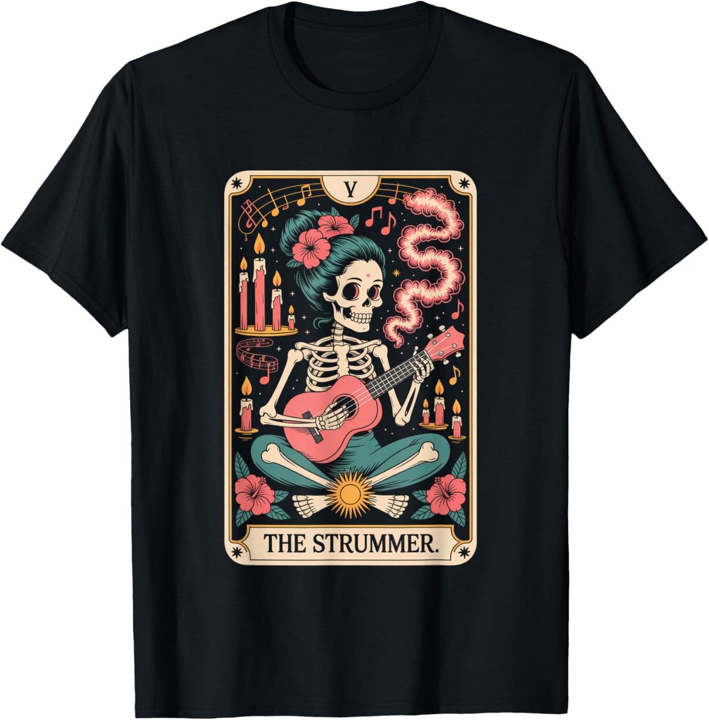 Tarot Guitar Gothic Ukulele Witchy Aesthetic T-Shirt - T-Shirt | Black
