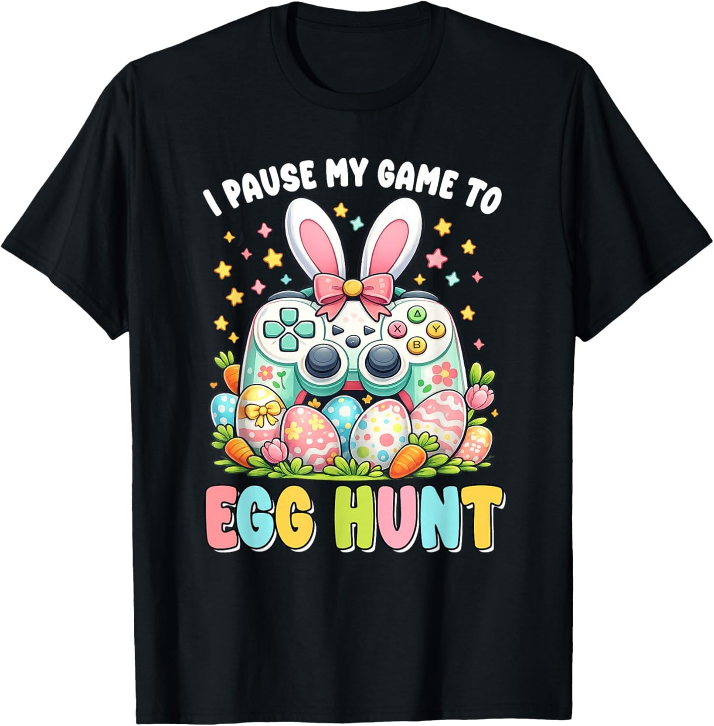I Paused My Game to Egg Hunt Easter Funny Gamer Boys Kids T-Shirt - T-Shirt | Black