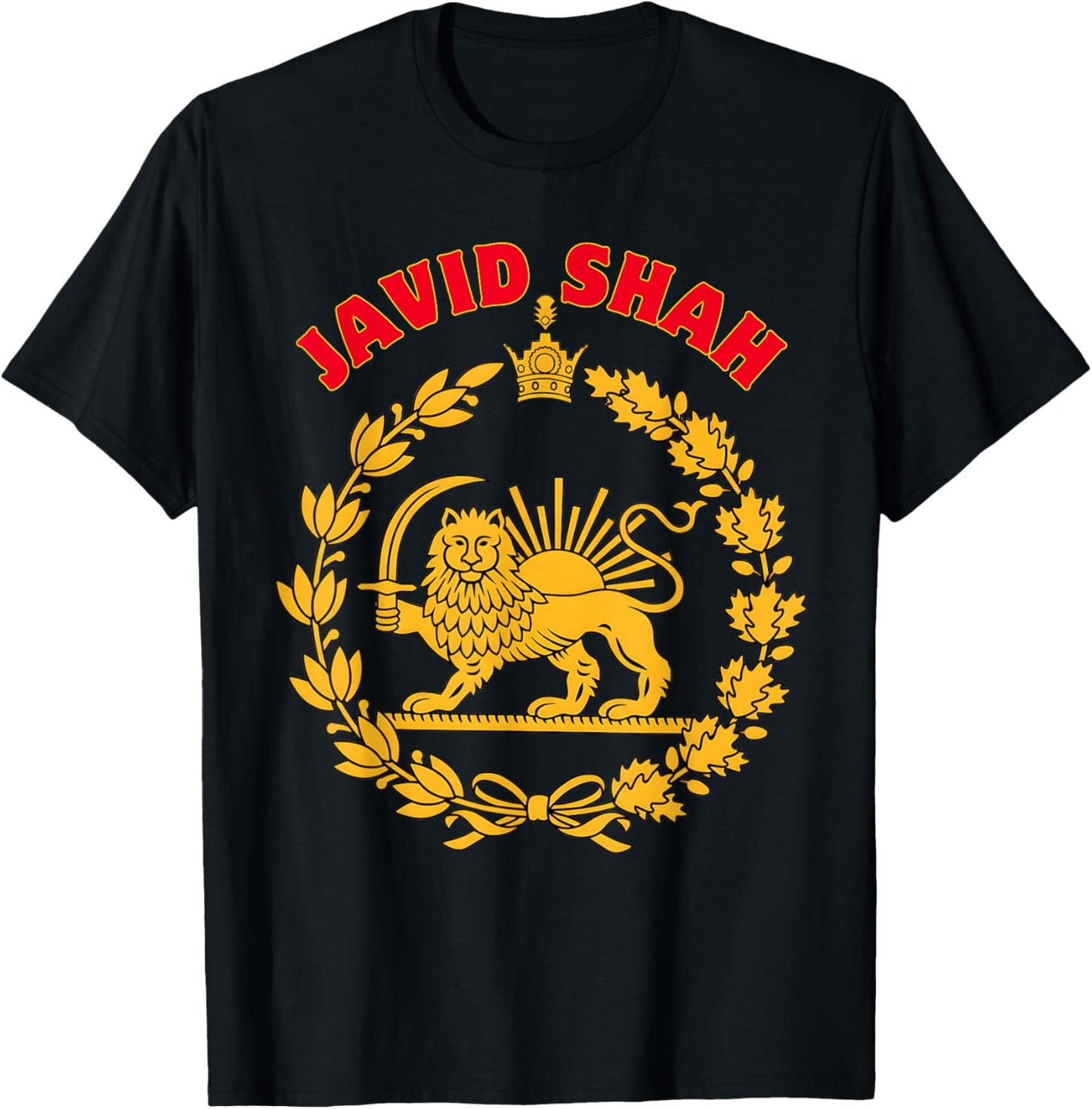 Retro Javid Shah Lion and Sun Iran Persian Flag T-Shirt - T-Shirt | Black