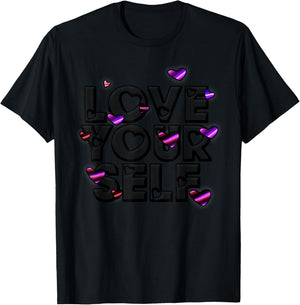 Love Your Self with Hearts T-Shirt - T-Shirt | Black