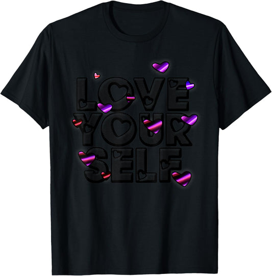 Love Your Self with Hearts T-Shirt - T-Shirt | Black