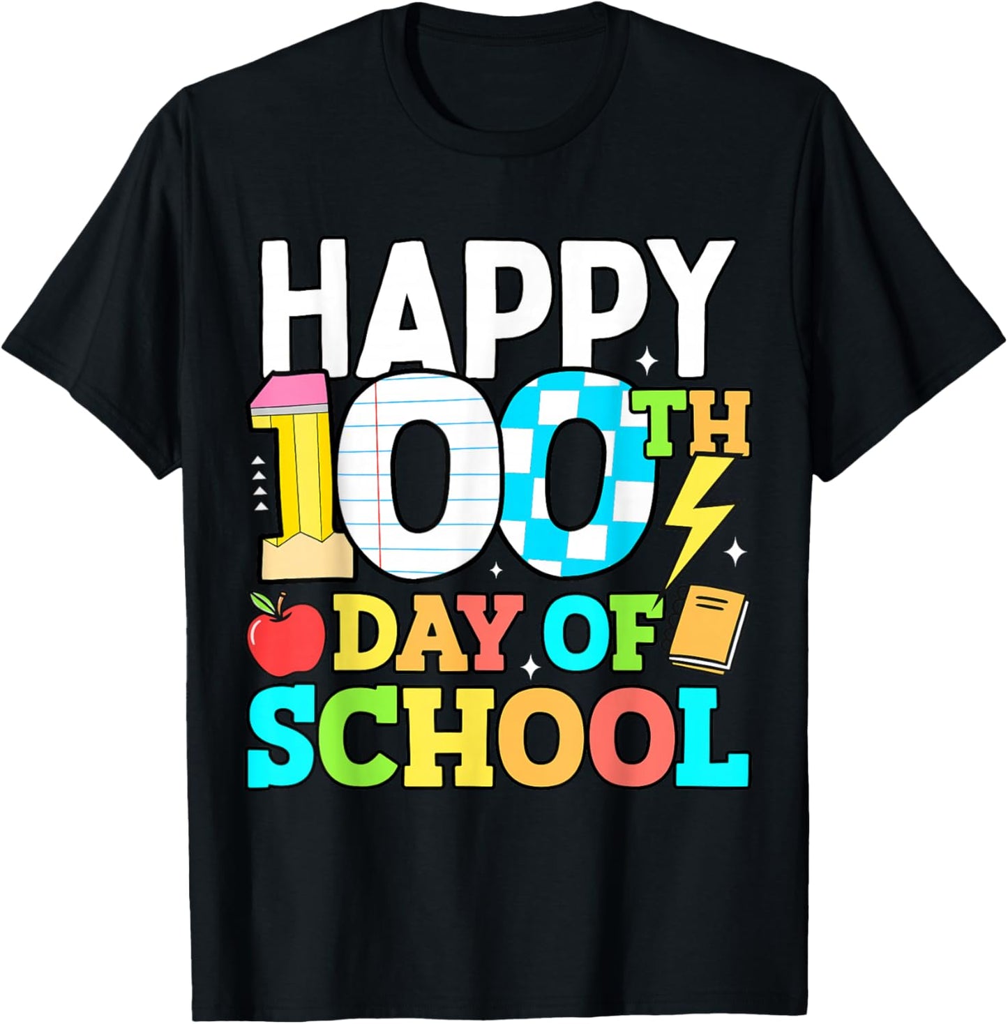 Happy 100 Days of School Teacher 100th Day of School Kids T-Shirt - T-Shirt | Black