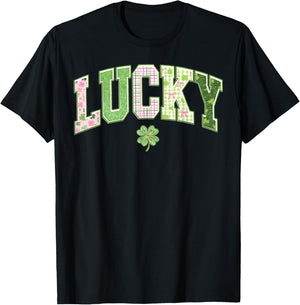 Lucky Shamrock Coquette Bow St Patrick's Day Girl Women T-Shirt - T-Shirt | Black