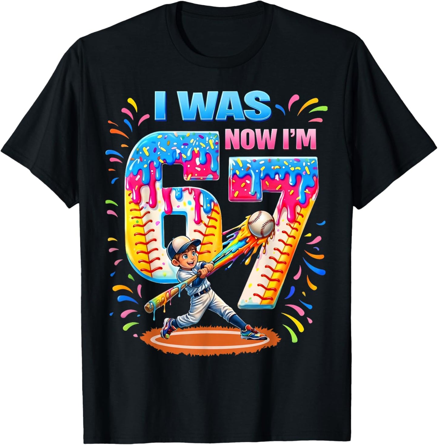 I was 6 Now I'm 7 Baseball Birthday Boy Gifts for Teens Kids T-Shirt - T-Shirt | Black