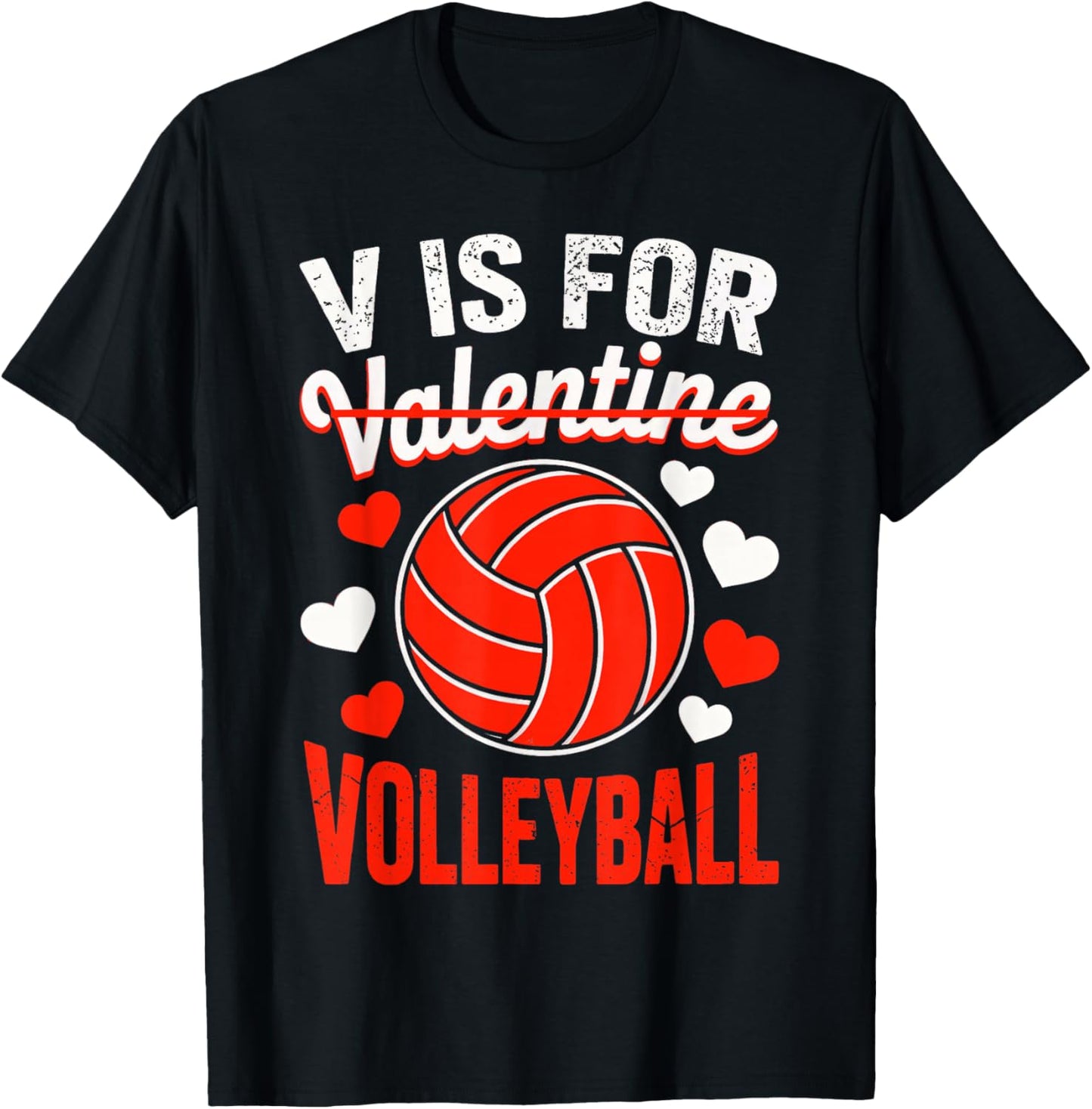 V is for Valentine Volleyball T-Shirt - T-Shirt | Black
