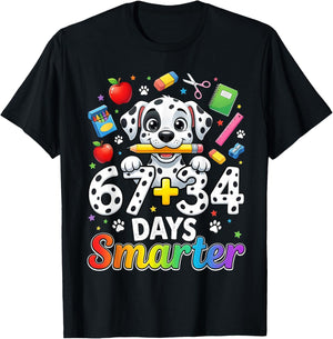 67 34 Days Smarter Dog 101 Day of School Girl Teacher Kid T-Shirt - T-Shirt | Black