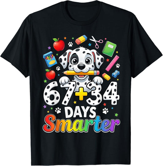 67 34 Days Smarter Dog 101 Day of School Girl Teacher Kid T-Shirt - T-Shirt | Black