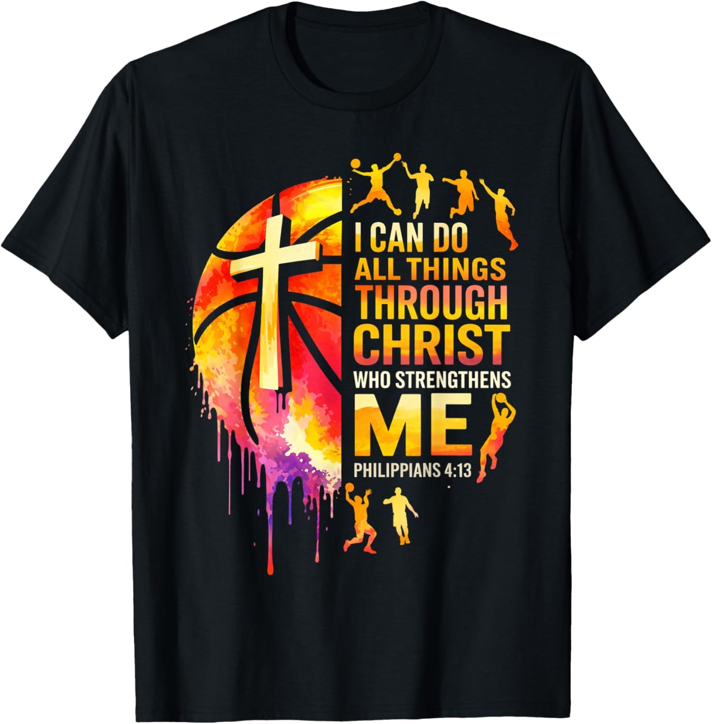 Christian Basketball Men Boys Player Team Religious Graphic T-Shirt - T-Shirt | Black