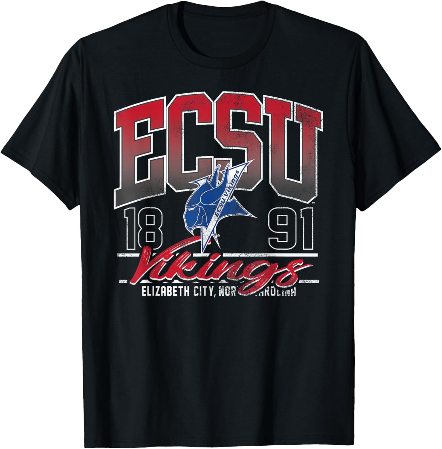Elizabeth City State Vikings Vintage Kicking It Dark Heather T-Shirt - T-Shirt | Black