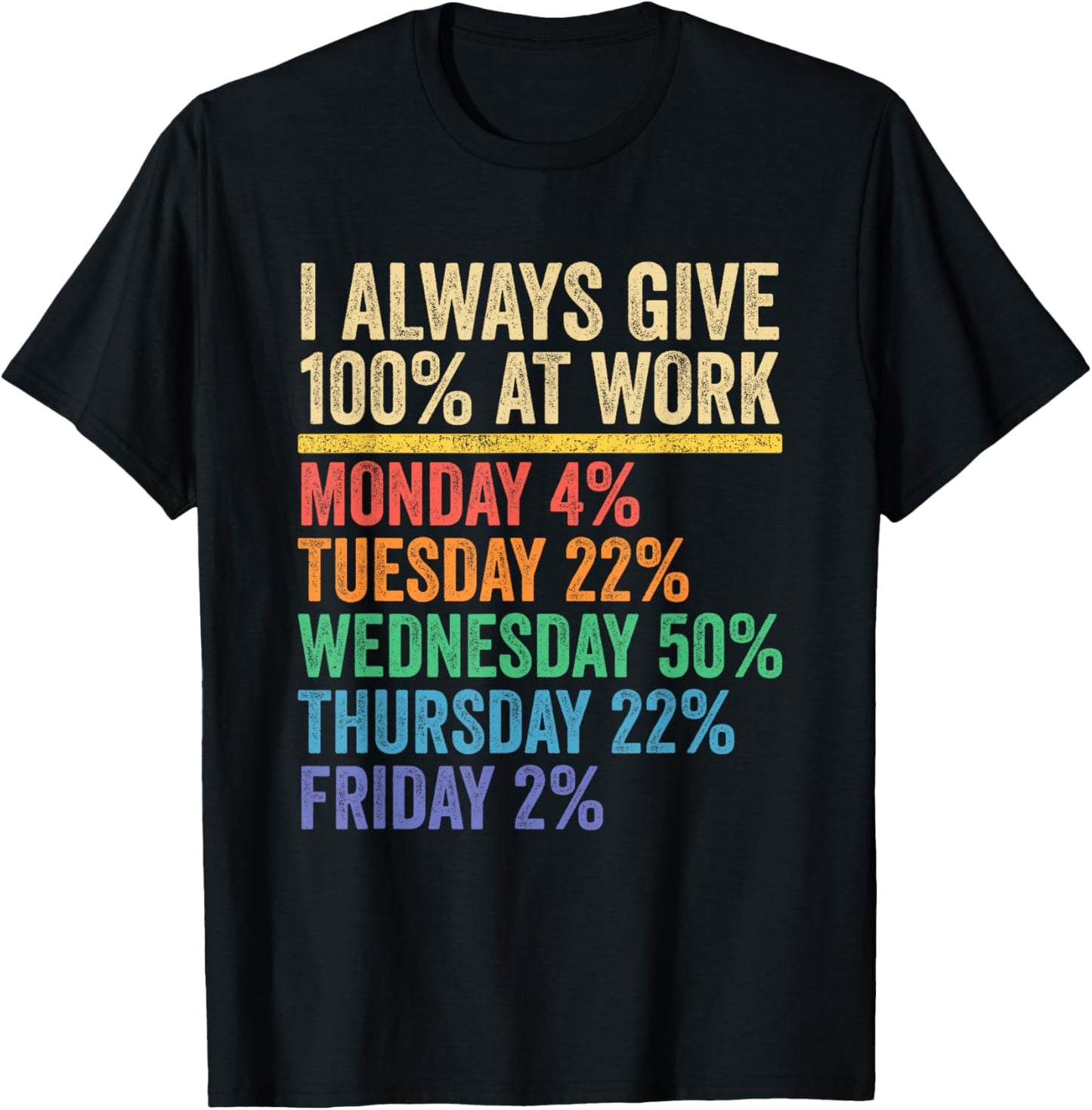 I Always Give 100 Percent at Work Funny Work Humor T-Shirt - T-Shirt | Black