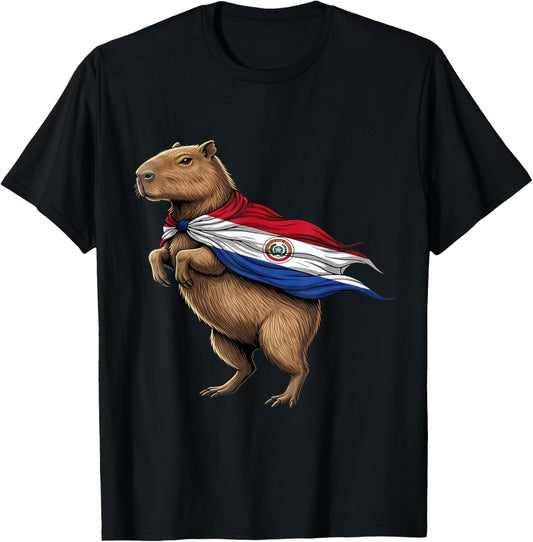 Paraguay Flag Capybara Paraguayan Pride T-Shirt - T-Shirt | Black