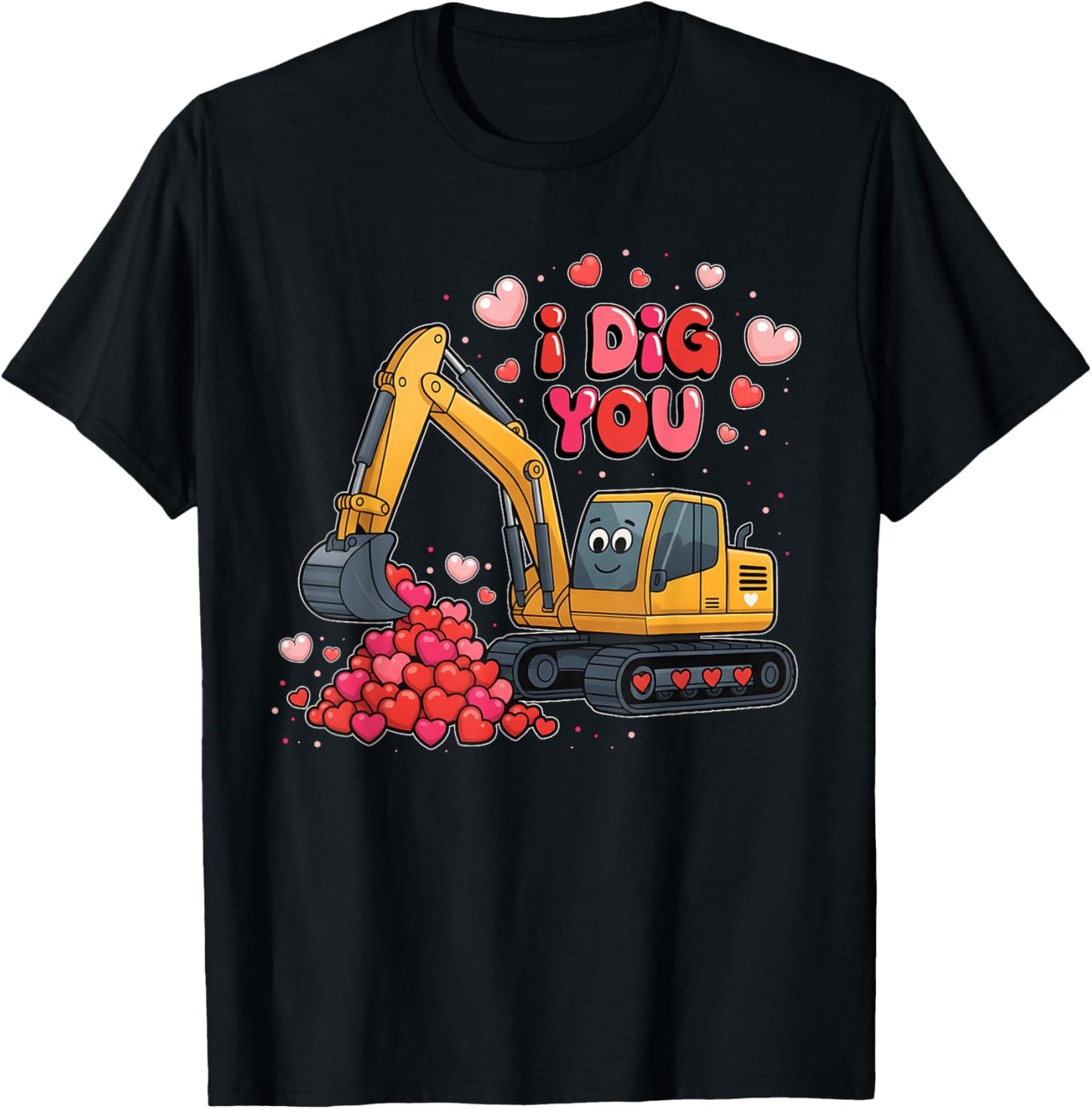 Valentine I Dig You Excavator Love Boy Men Kids Toddler T-Shirt - T-Shirt | Black