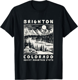 Brighton, Colorado Mountain Wildnerness Nature Design T-Shirt - T-Shirt | Black