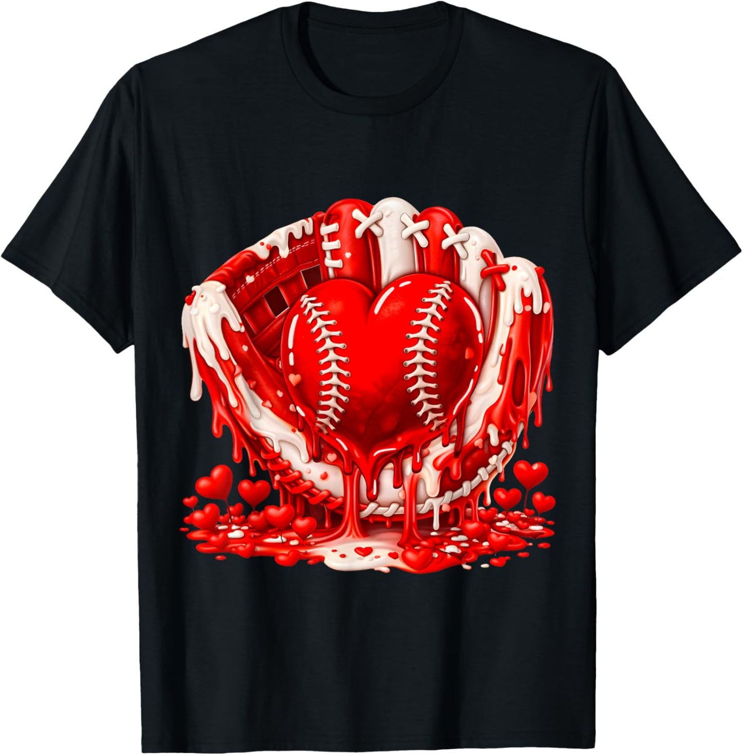 Ice Cream Drip Heart Valentines Day Baseball Boys Youth Kids T-Shirt - T-Shirt | Black