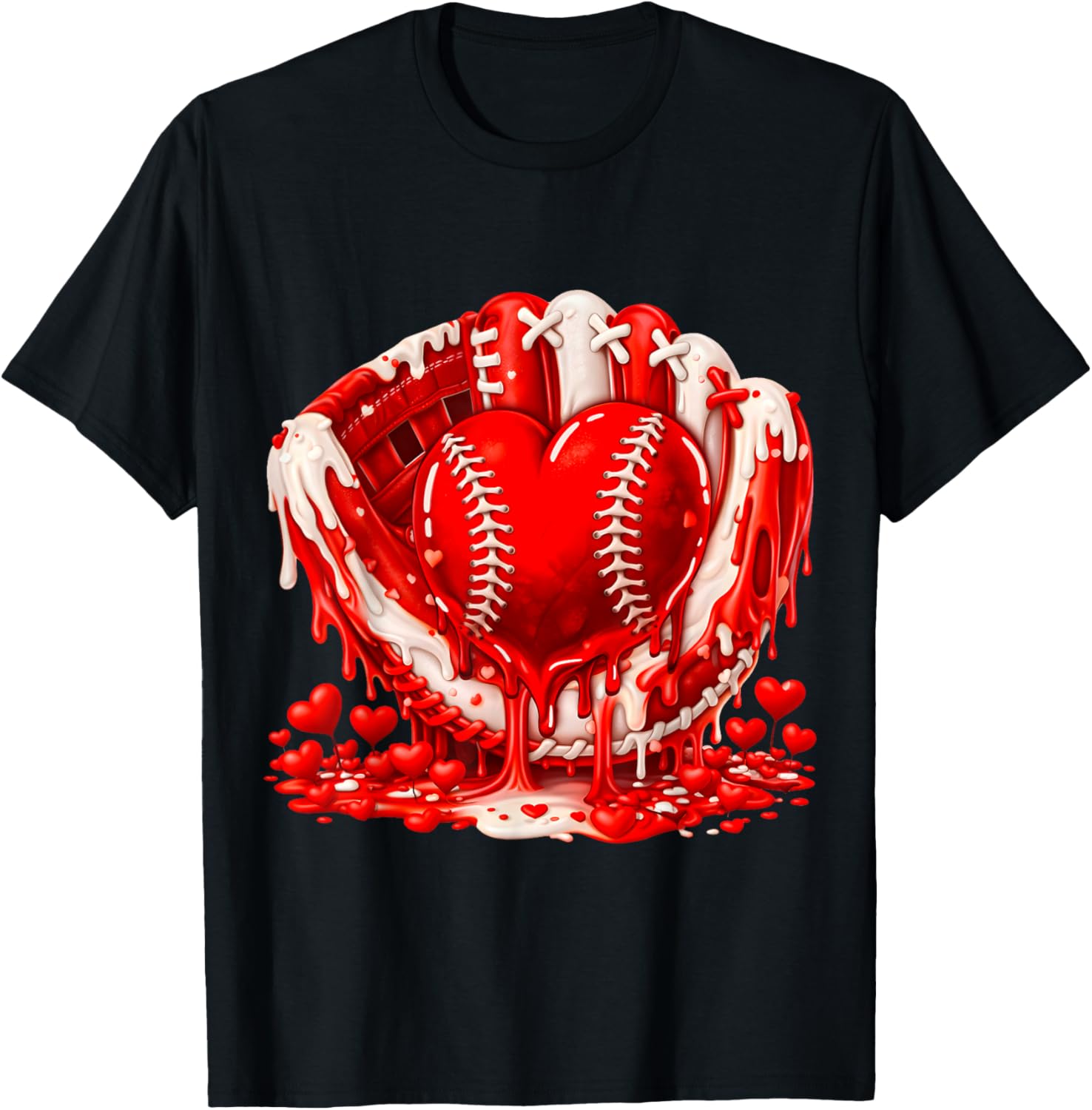 Ice Cream Drip Heart Valentines Day Baseball Boys Youth Kids T-Shirt - T-Shirt | Black