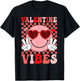 Groovy Valentine Vibes Smile Face Valentines Day Girls Women T-Shirt - T-Shirt | Black