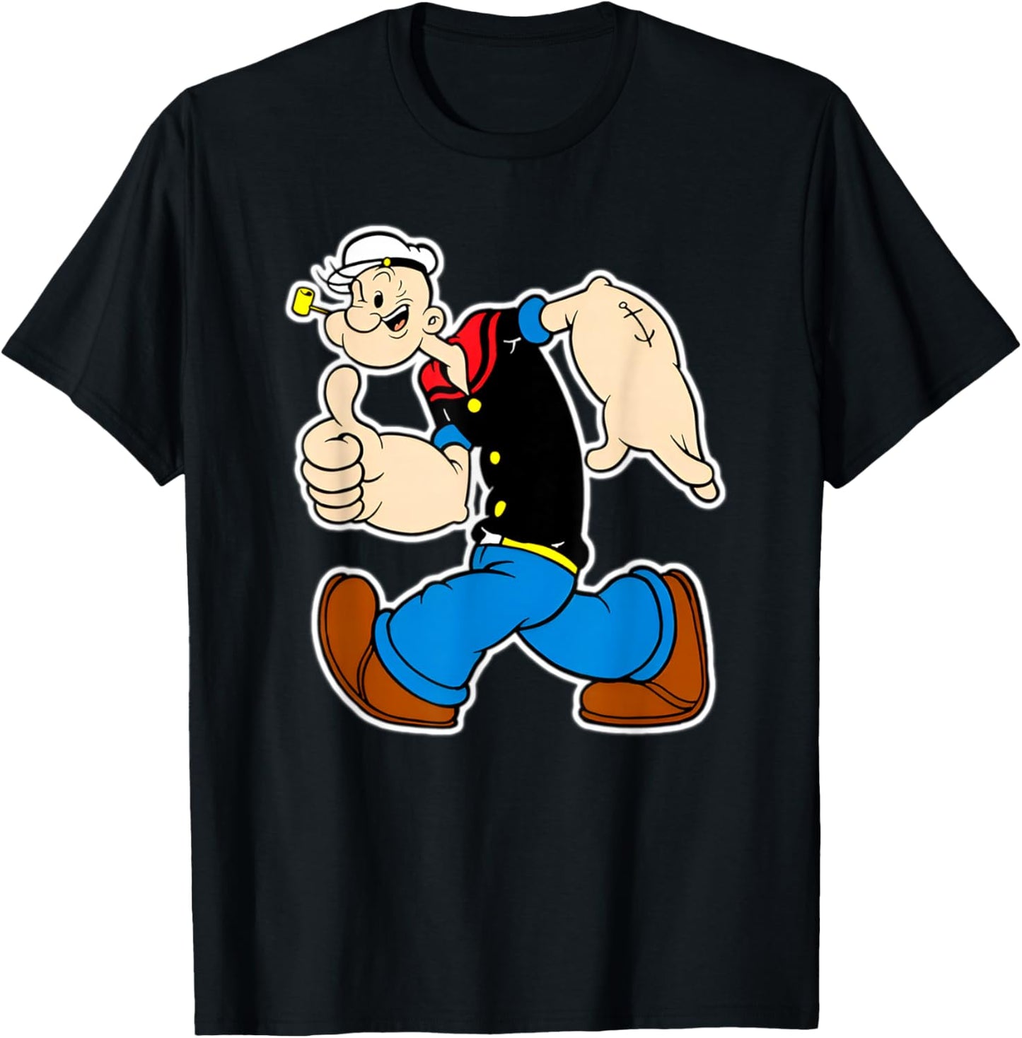Vintage Pop Eye Cartoon Thumbs Up T-Shirt - T-Shirt | Black