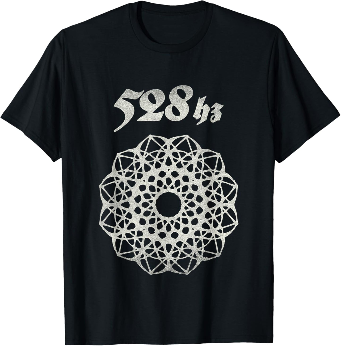 528 Hz Divine Frequency Cymatics Aesthetic Geometry T-Shirt - T-Shirt | Black