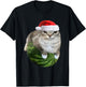 Watermelon Cat Christmas Santa Hat Funny Meme T-Shirt - T-Shirt | Black