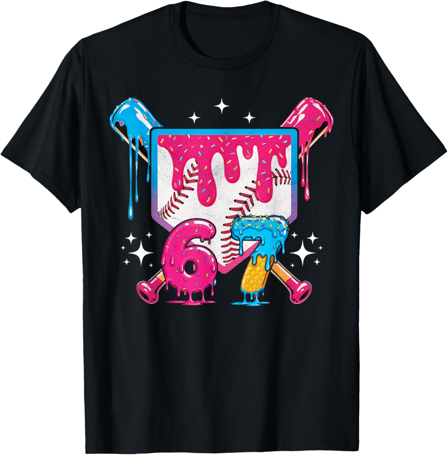 67 Six Seven Ice Cream Drip Baseball Boys Youth T-Shirt - T-Shirt | Black