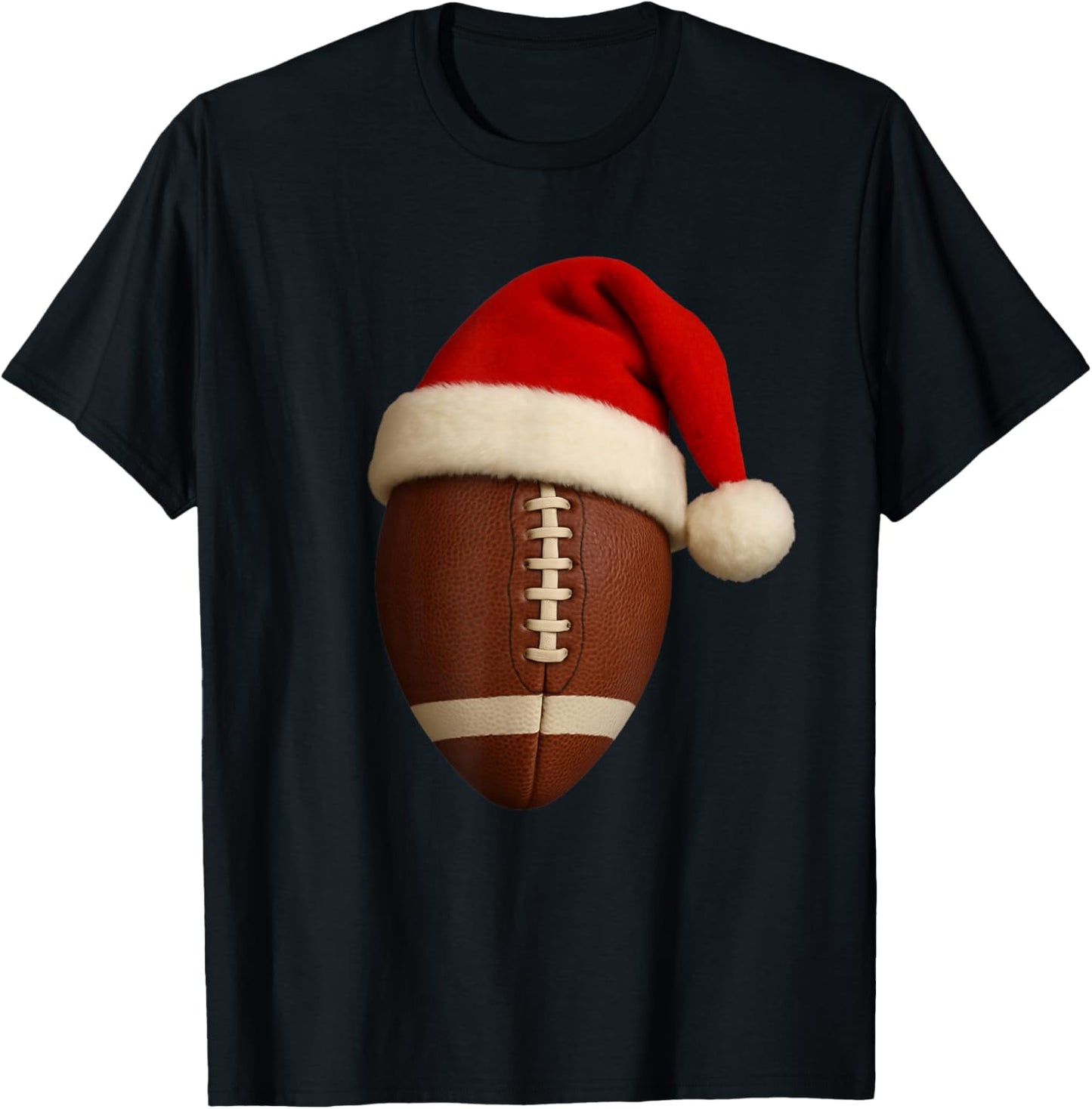 Football Christmas Hat Funny Holiday Sports T-Shirt - T-Shirt | Black