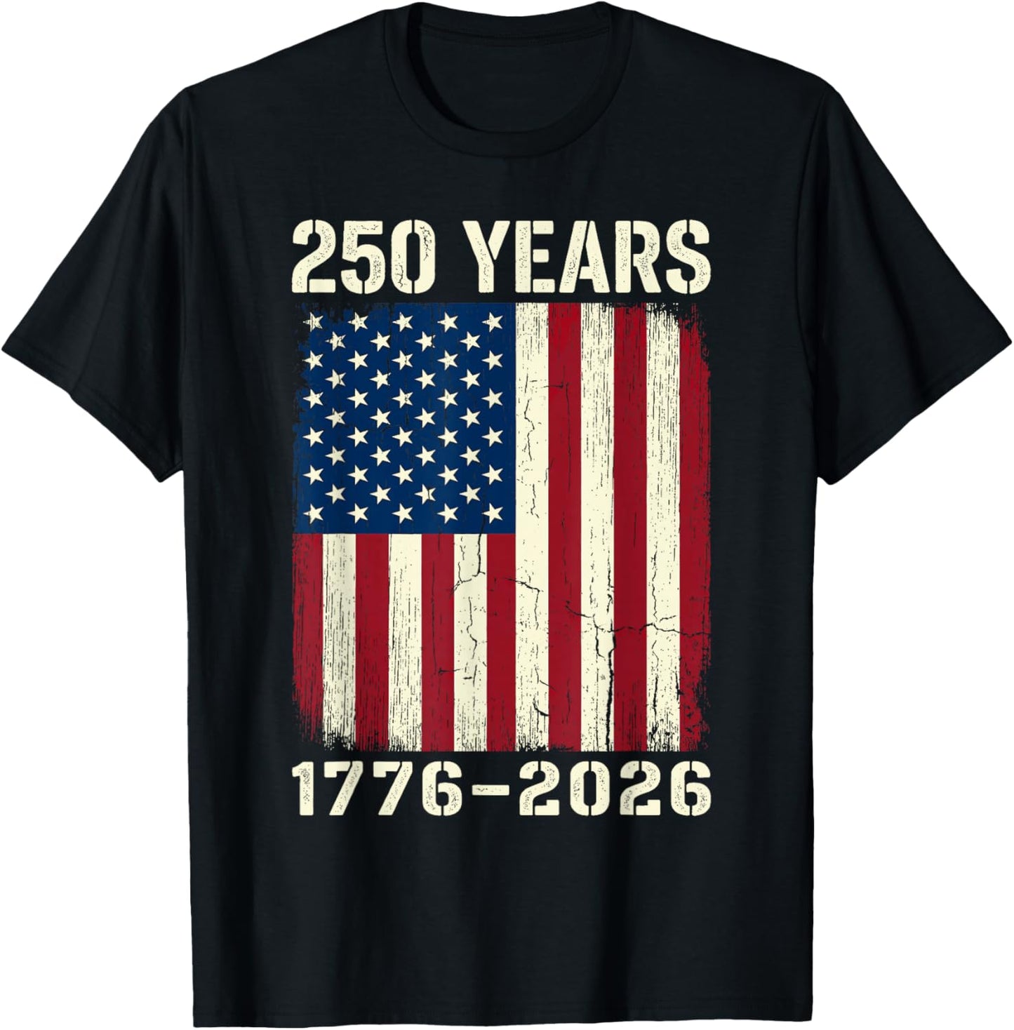 Vintage 250 Years American 1776 2026 250th USA Men Women T-Shirt - T-Shirt | Black