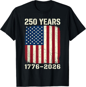 Vintage 250 Years American 1776 2026 250th USA Men Women T-Shirt - T-Shirt | Black