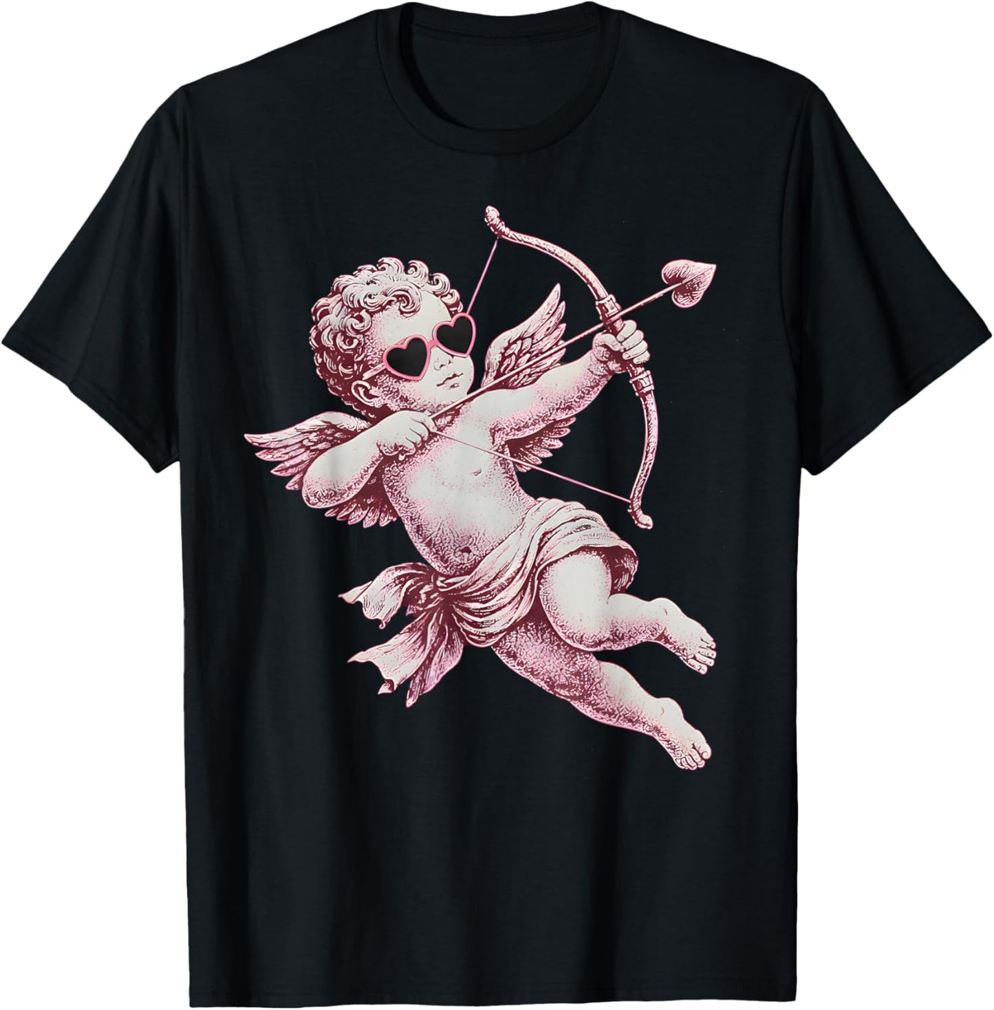 Cherub Angel Cupid Vintage Aesthetic Valentines T-Shirt - T-Shirt | Black