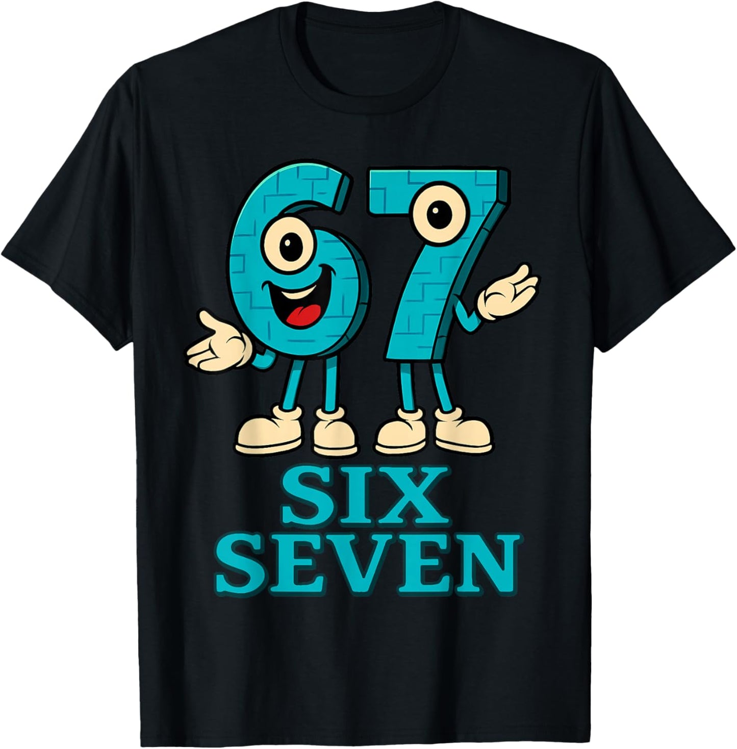 67 Six Seven 6-7 - Funny Italian Brainrot Kids Gaming Meme T-Shirt - T-Shirt | Black