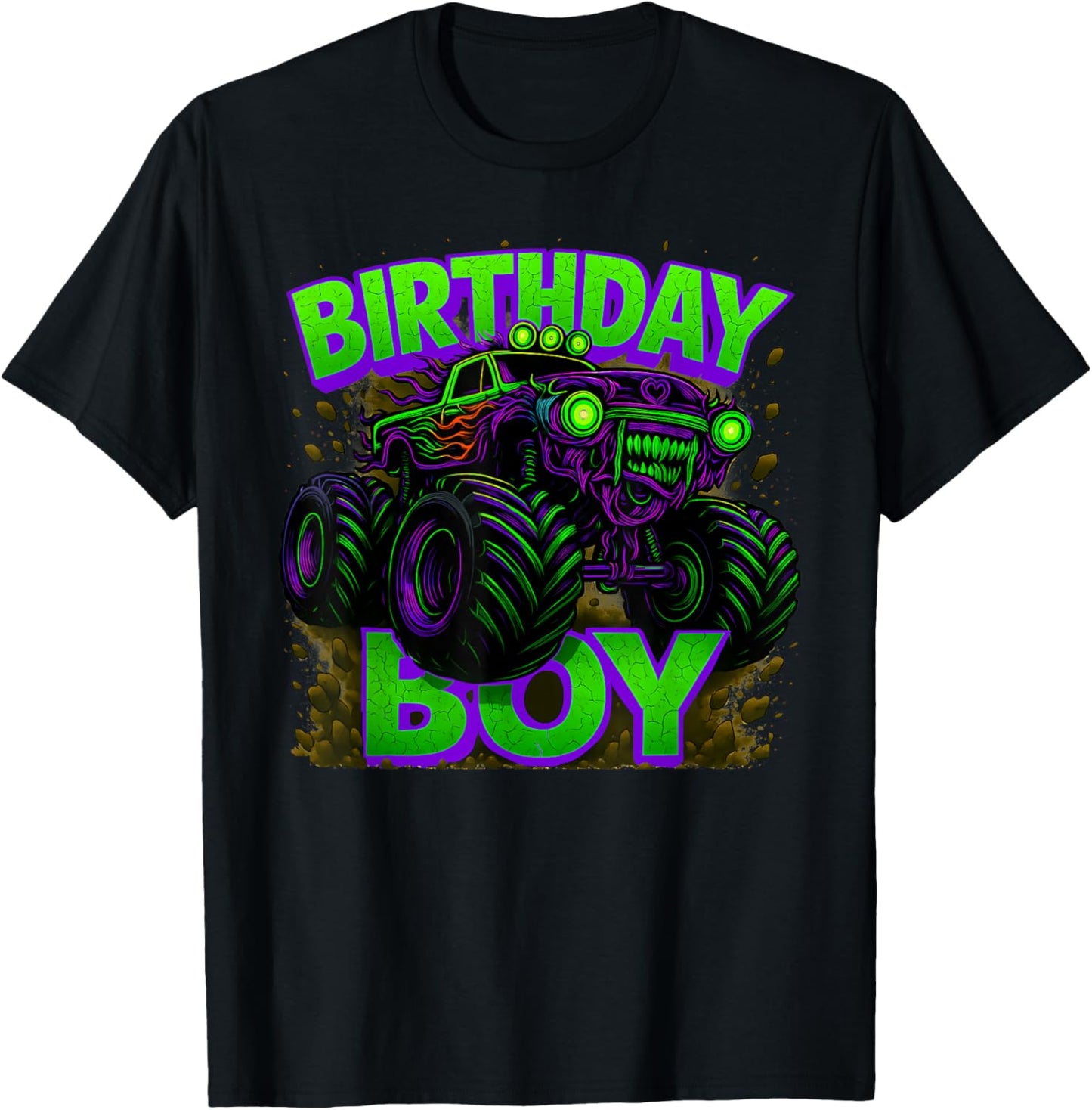 Birthday Boy Monster Truck Funny Family Matching T-Shirt - T-Shirt | Black