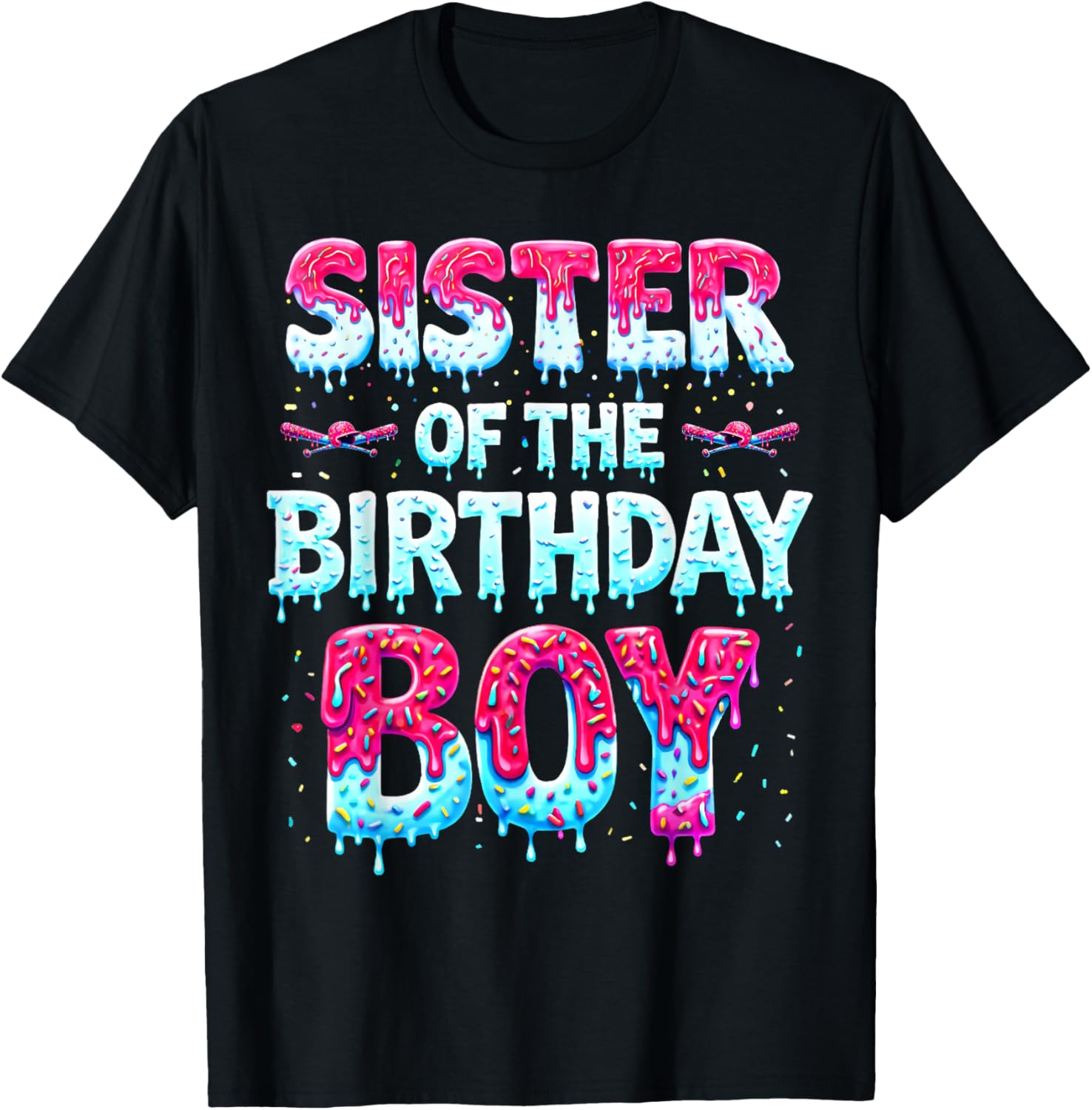 Sister of The Birthday Boy Ice Cream Baseball Family Party T-Shirt - T-Shirt | Black
