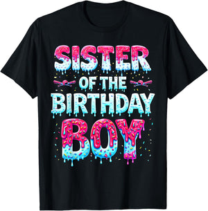 Sister of The Birthday Boy Ice Cream Baseball Family Party T-Shirt - T-Shirt | Black