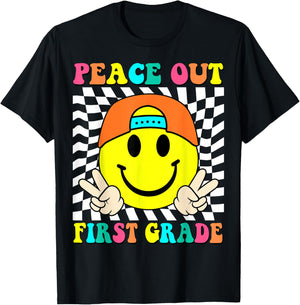 Last Day of School Peace Out 1st Grade Kids Boy Graduation T-Shirt - T-Shirt | Black