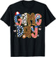 Checkered Leopard Game Day Baseball Men Women Kids T-Shirt - T-Shirt | Black