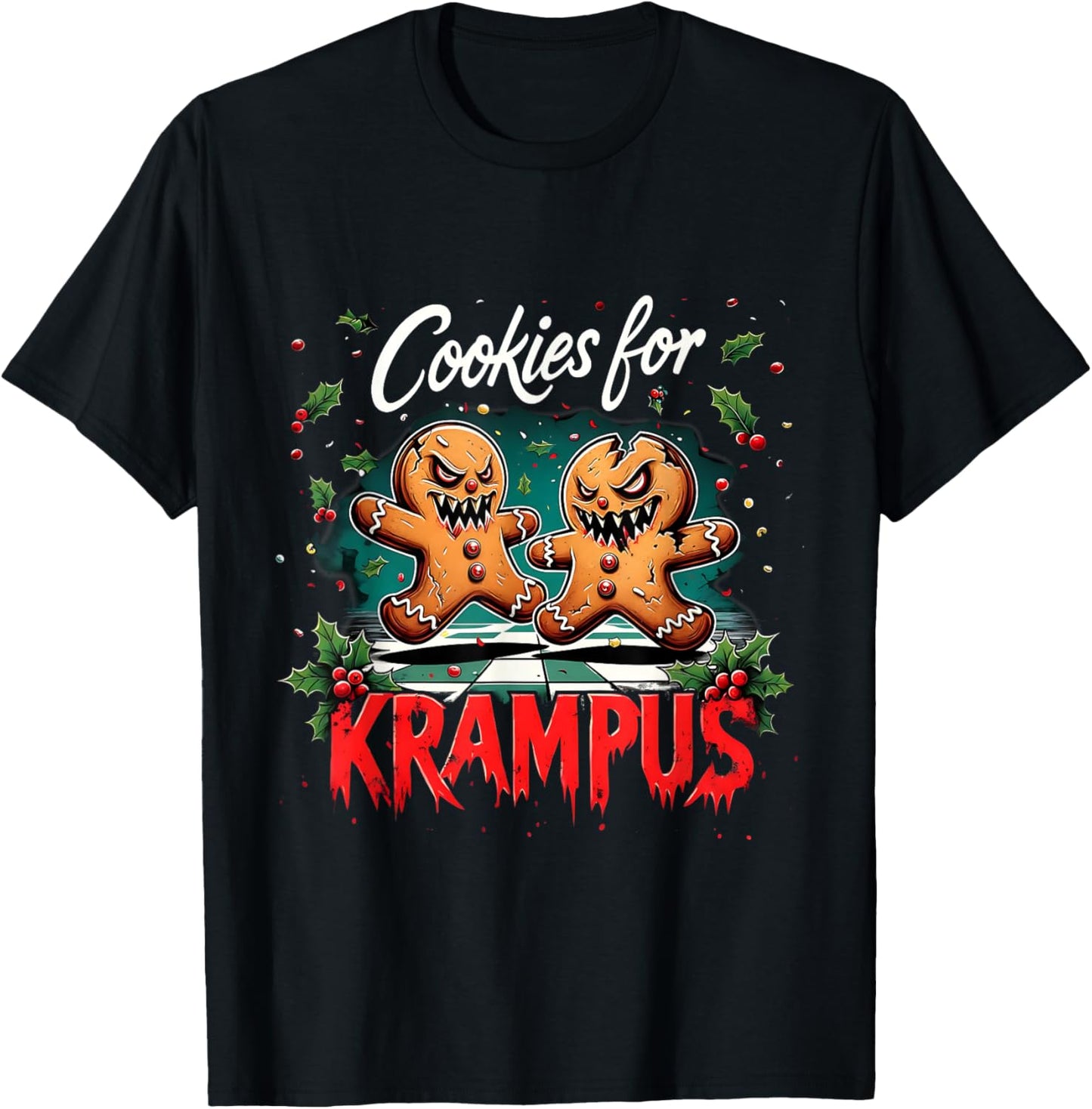 Cookies for Krampus Funny Gothic Christmas T-Shirt - T-Shirt | Black