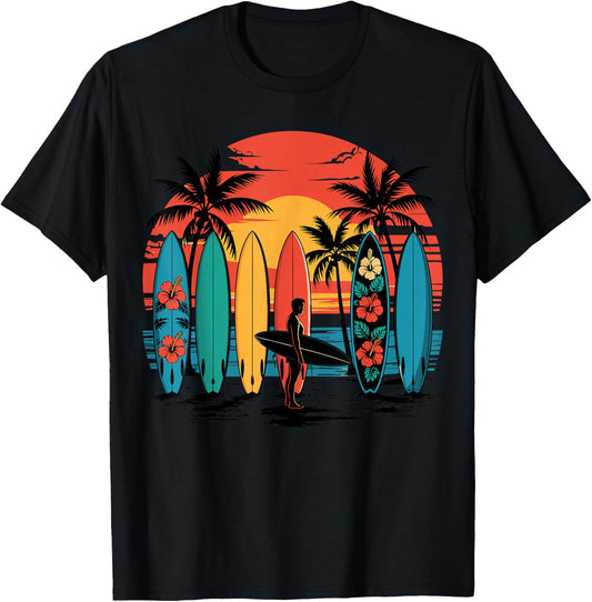 Surfboarder Hawaii Wave Surfing Beach Surfer T-Shirt - T-Shirt | Black