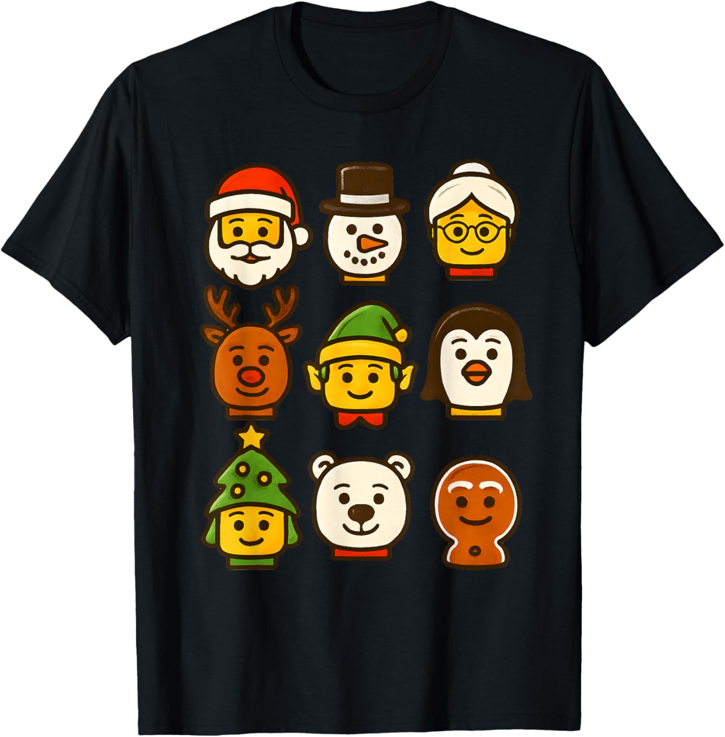 Building Brick Christmas Family Santa Elf Xmas Boys Kids T-Shirt - T-Shirt | Black